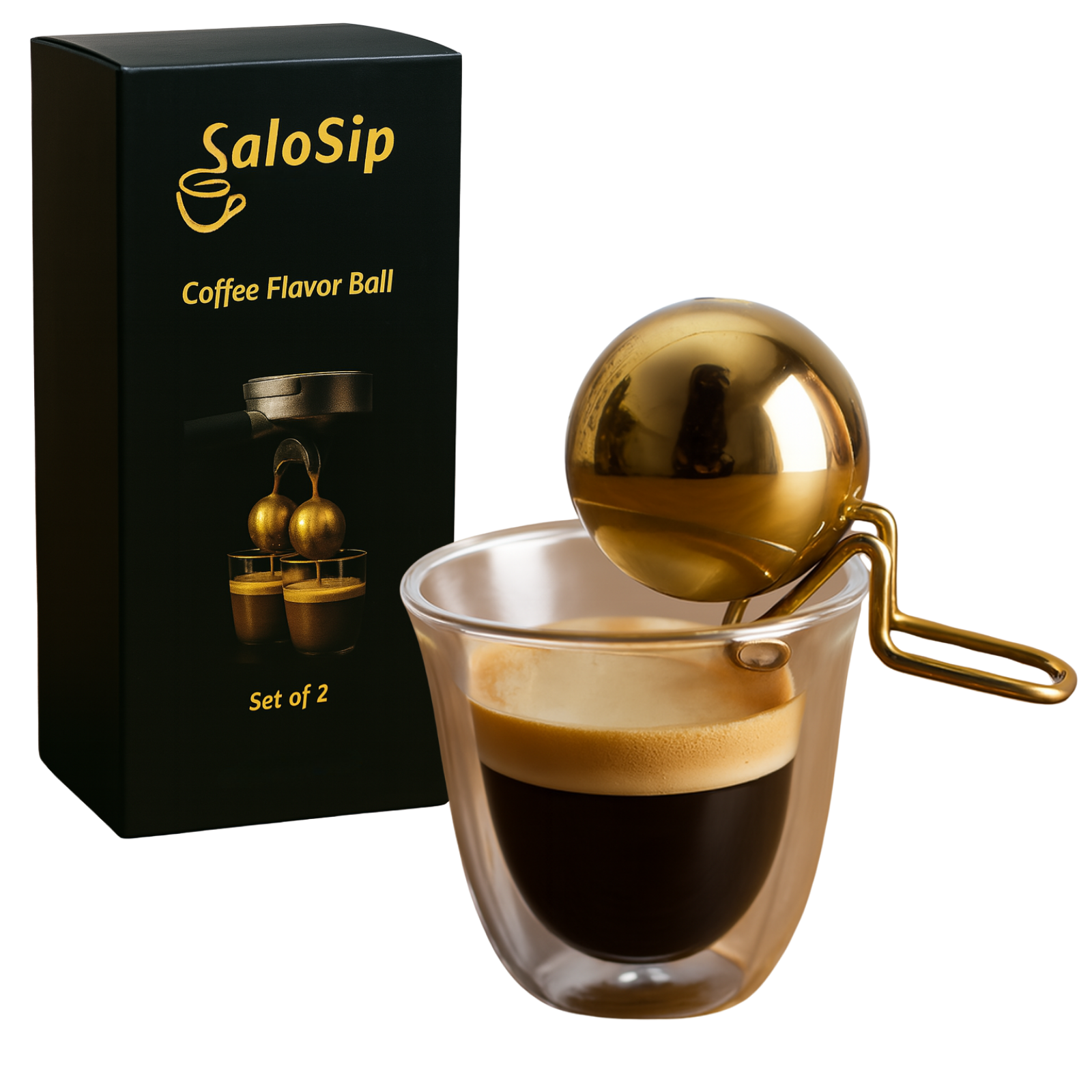 Ice Ball to Enhance Coffee, Stainless Steel Spheres to Enhance Flavor, SaloSip Ice Ball to Enhance Coffee, Stainless Steel Spheres to Enhance Flavor, SaloSip