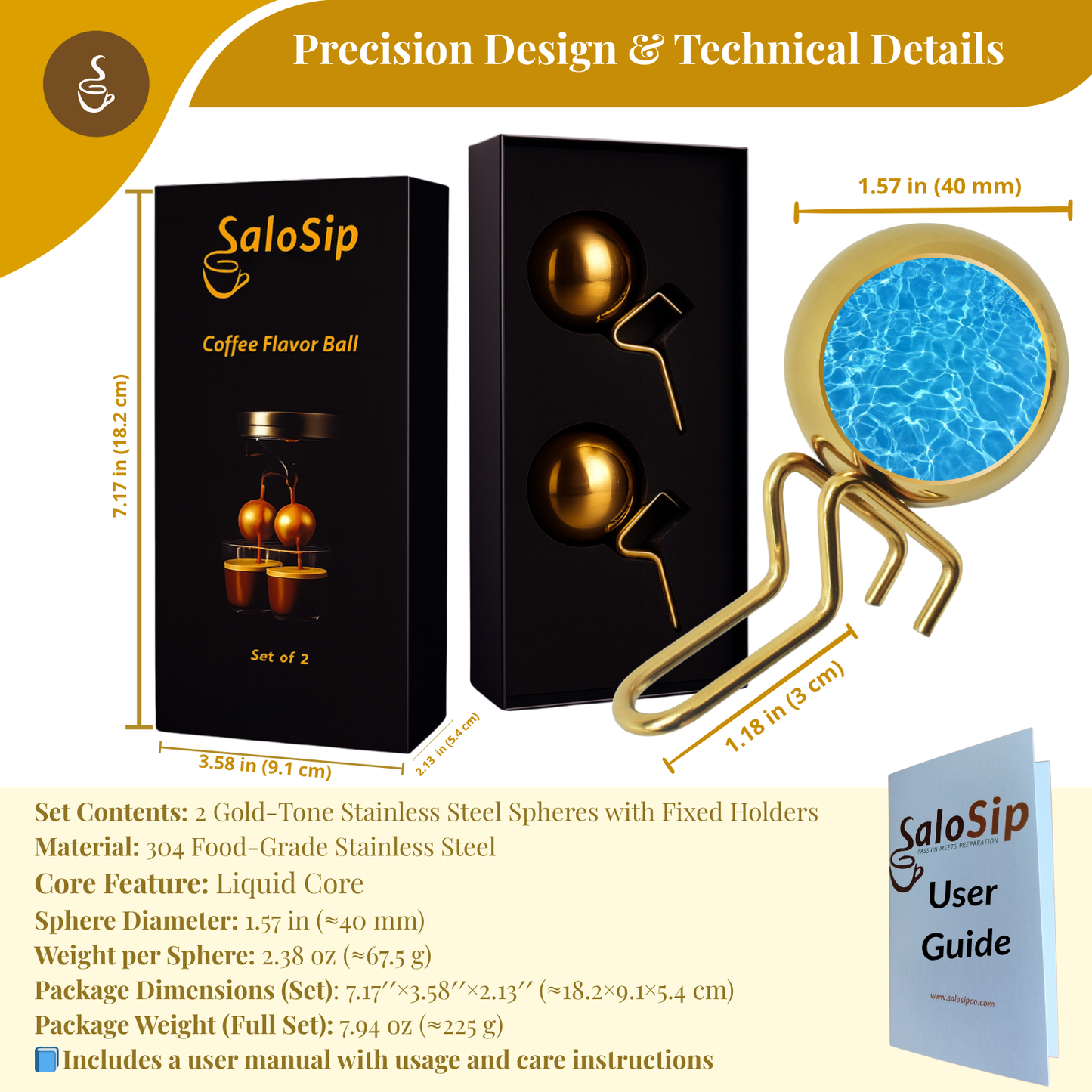 Ice Ball to Enhance Coffee, Stainless Steel Spheres to Enhance Flavor, Reusable and Eco-Friendly, Ideal for Baristas and Coffee Lovers.