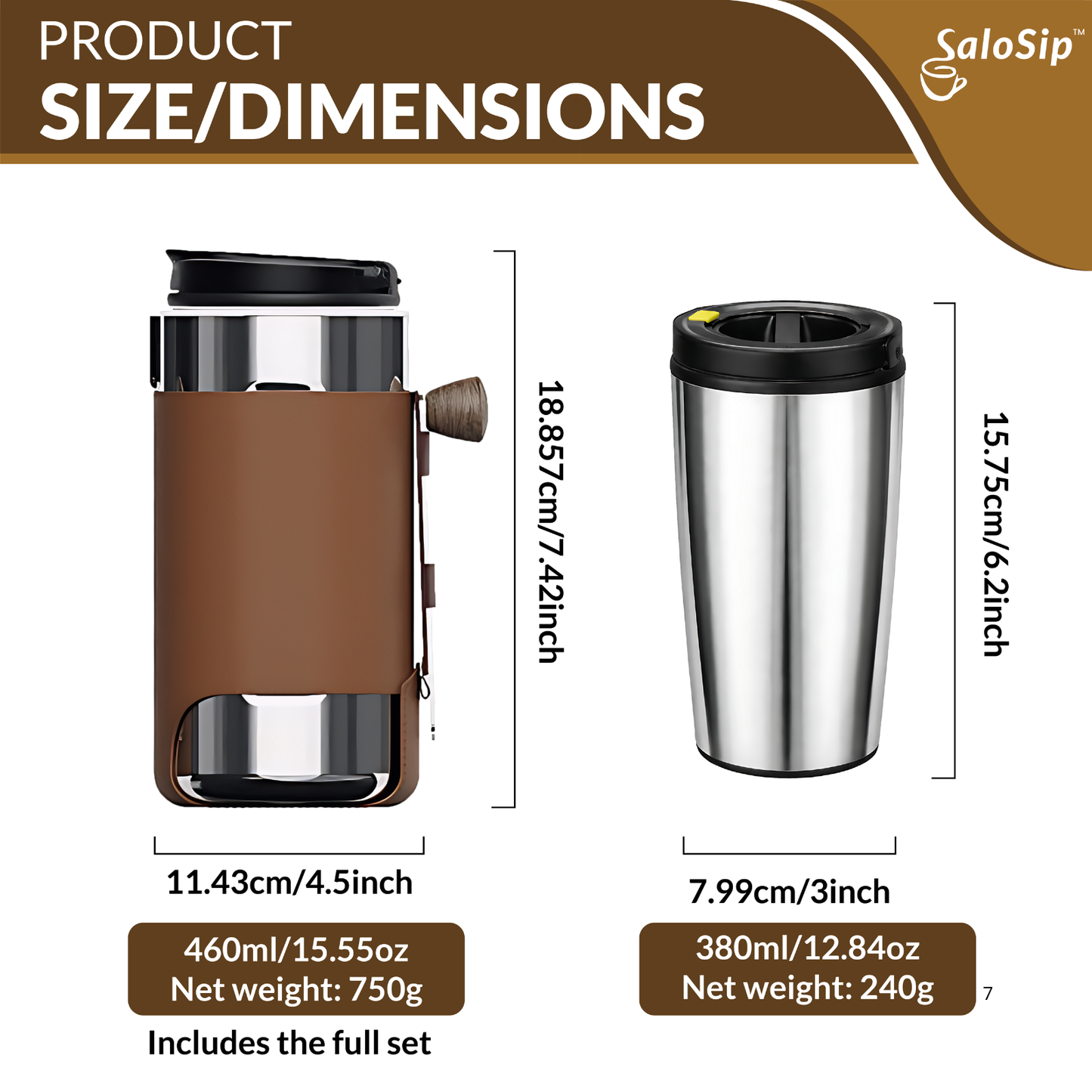 4-in-1 Portable Manual Pour Over Coffee Maker with Grinder – Travel & Camping Pour Over Set – All-in-One Portable Coffee Brewer Kit with Stainless Steel Kettle, Thermal Mug & Dripper