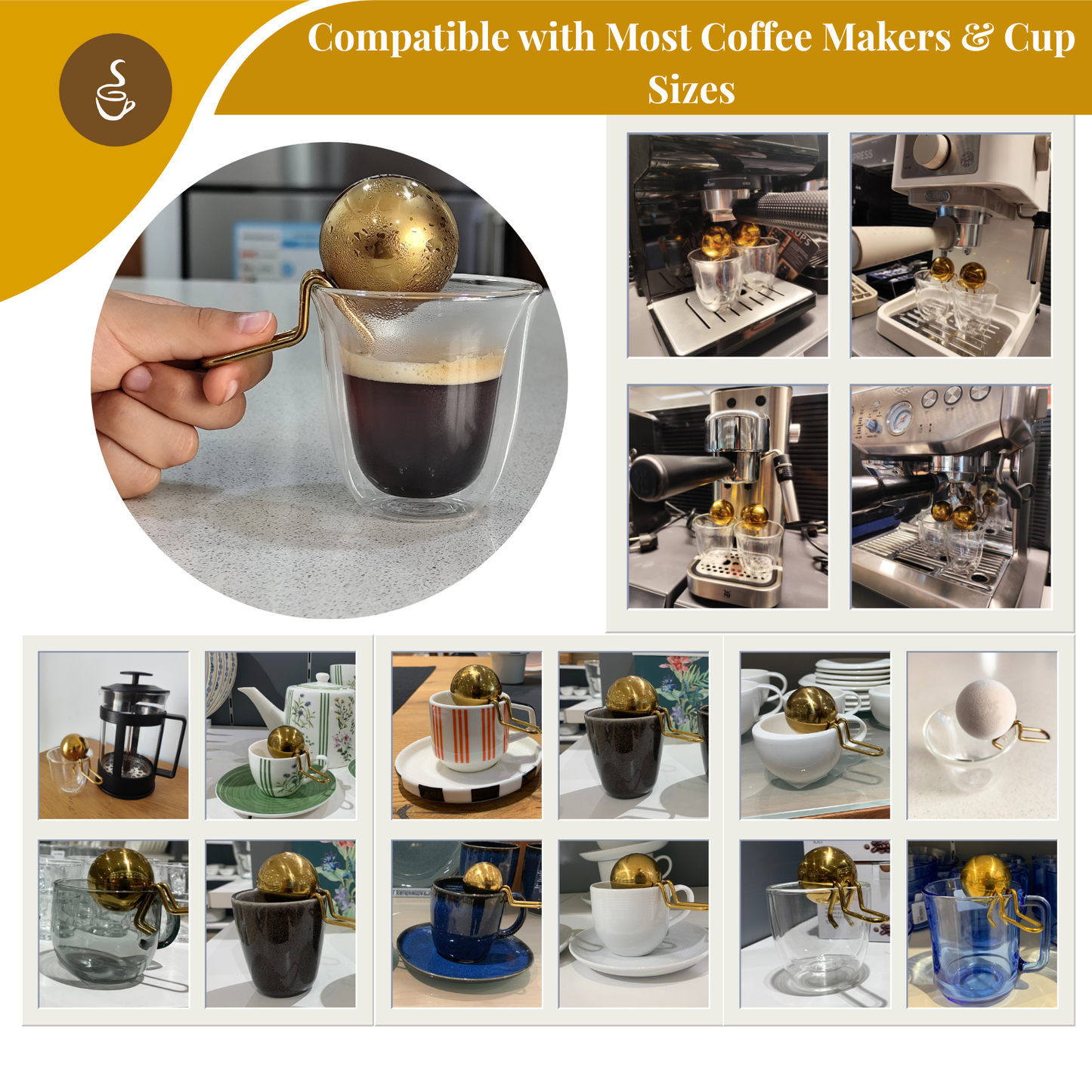 Ice Ball to Enhance Coffee, Stainless Steel Spheres to Enhance Flavor, Reusable and Eco-Friendly, Ideal for Baristas and Coffee Lovers.