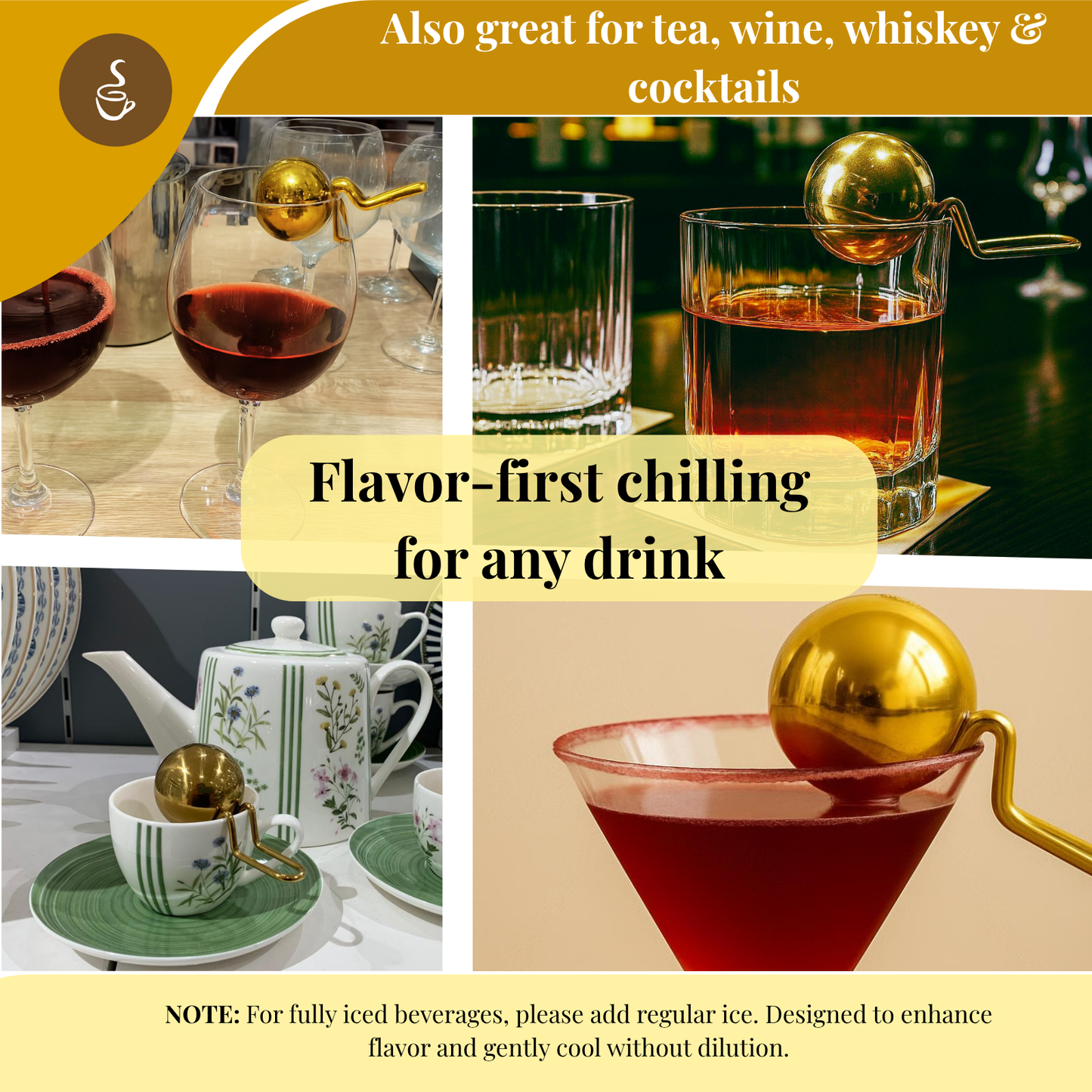 Ice Ball to Enhance Coffee, Stainless Steel Spheres to Enhance Flavor, Reusable and Eco-Friendly, Ideal for Baristas and Coffee Lovers.