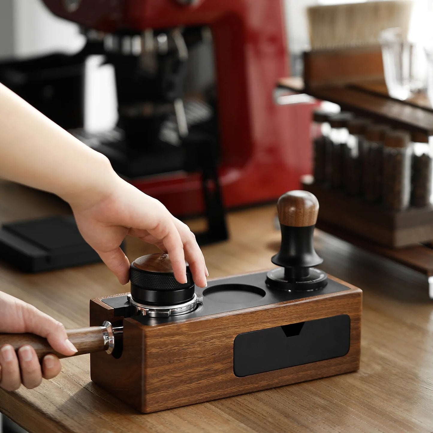 Filter Basket Espresso Puck Screen Storage Box Vintage Portafilter Holder Coffee Tamper Station Barista Tamping Tool