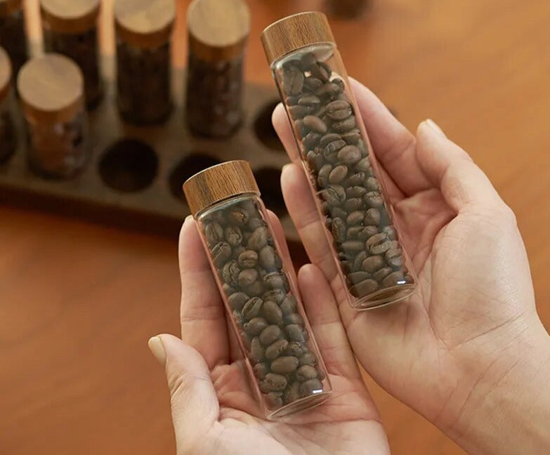 Coffee Beans Storage Container Tube Display Rack Tea Bottle Glass Single Dose Espresso Accessory Coffeware Set Barista Tool Gift
