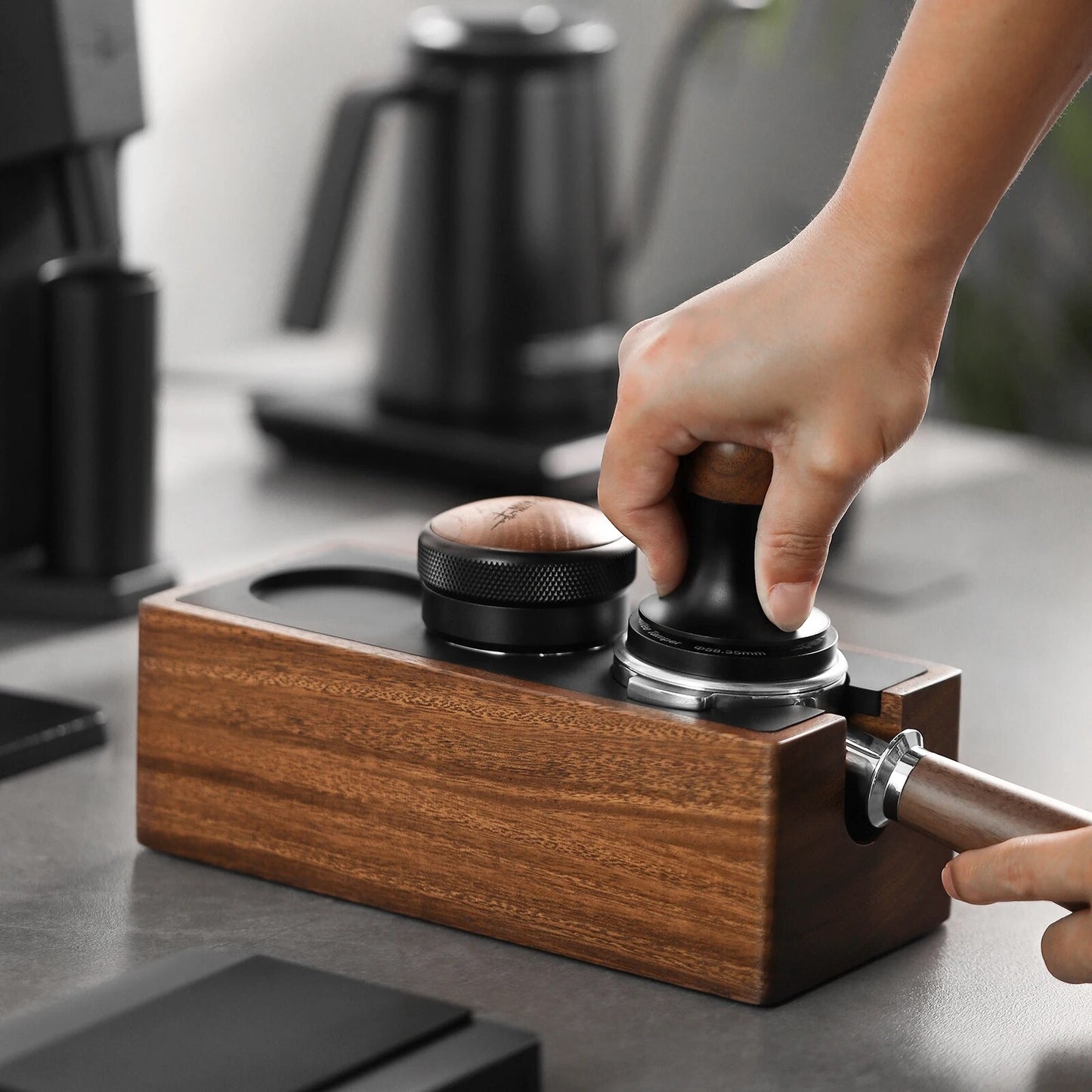 Filter Basket Espresso Puck Screen Storage Box Vintage Portafilter Holder Coffee Tamper Station Barista Tamping Tool