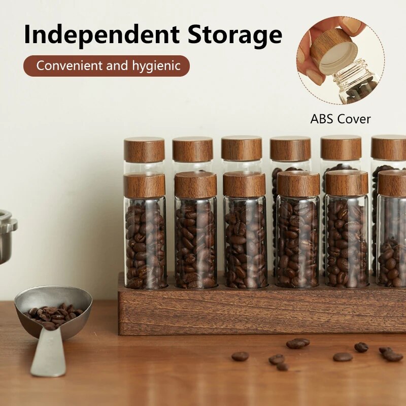 Coffee Beans Storage Container Tube Display Rack Tea Bottle Glass Single Dose Espresso Accessory Coffeware Set Barista Tool Gift
