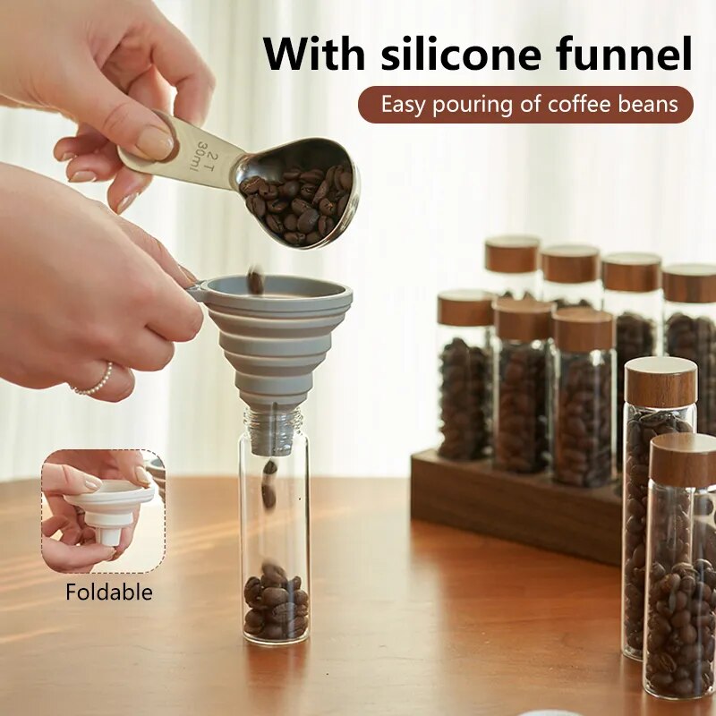 Coffee Beans Storage Container Tube Display Rack Tea Bottle Glass Single Dose Espresso Accessory Coffeware Set Barista Tool Gift